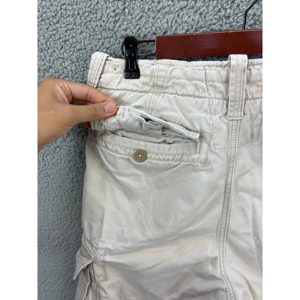 Abercrombie & Fitch Drawstring Cargo Shorts Mens 31 Cream Pockets Y2K